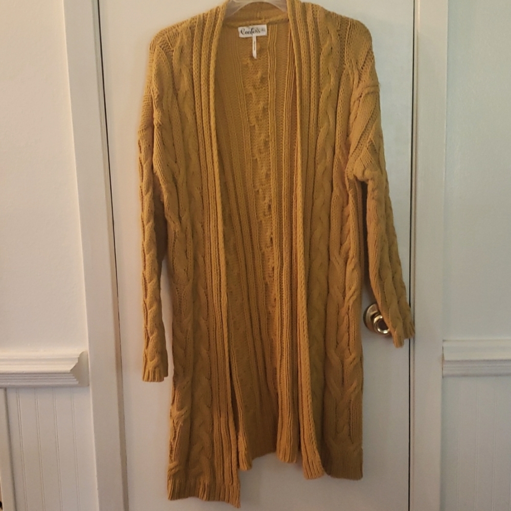 Confess sweater yellow in large thick winter wear loose cardigan sweater jacket